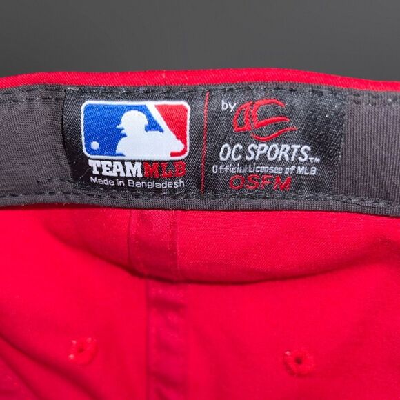 OC Sports CINCINNATI REDS Black & Red Adjustable Baseball Cap Hat - Picture 4 of 7